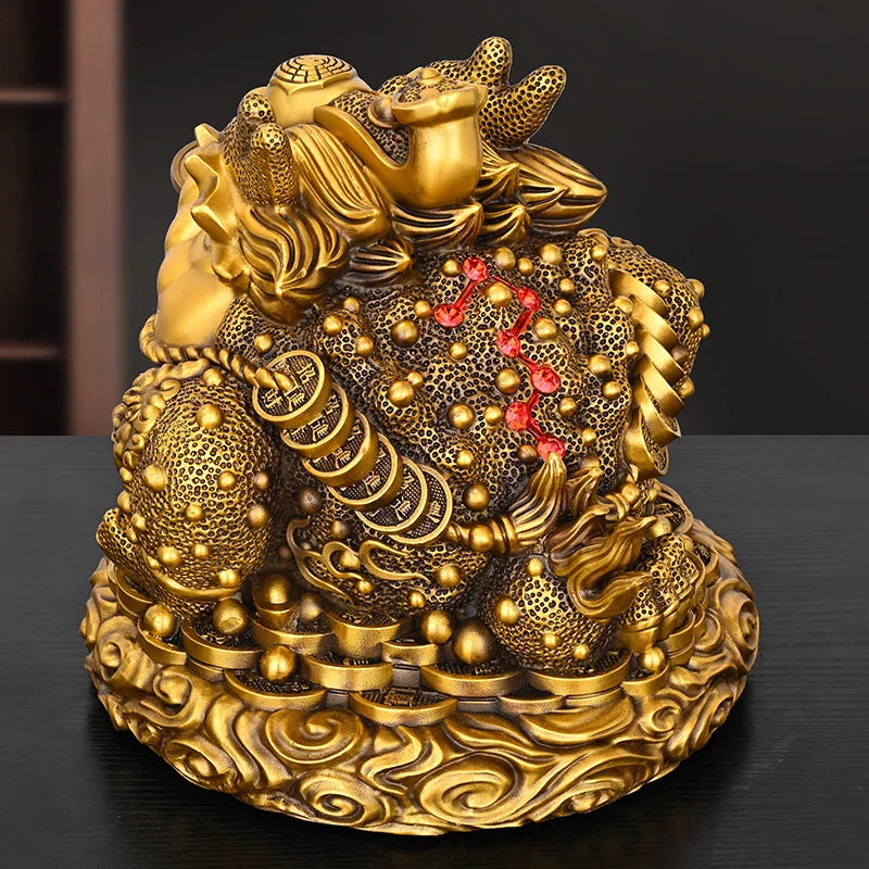 Feng Shui Copper Gold Toad Ornament Ruyi Gold Toad Three-legged Toad Living Room Store Desktop Decoration