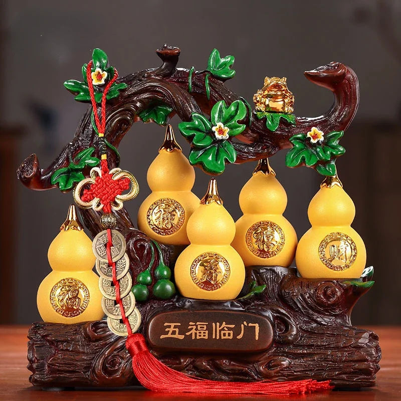 Feng Shui Fortune Gourd Ornaments Living Room Liquor Cabinet Entrance Decor Opening Housewarming Miniatures Gift