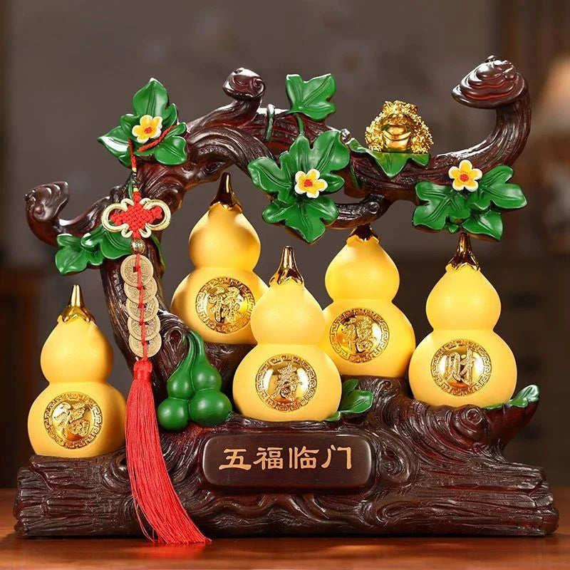 Feng Shui Fortune Gourd Ornaments Living Room Liquor Cabinet Entrance Decor Opening Housewarming Miniatures Gift
