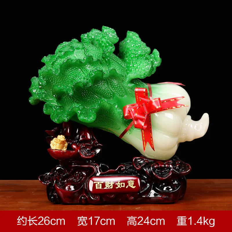 Feng Shui Jade Cabbage Ornaments Home Decoration Crafts  Entrance Shop Opening Furnishings Lucky Office Living Room Gifts