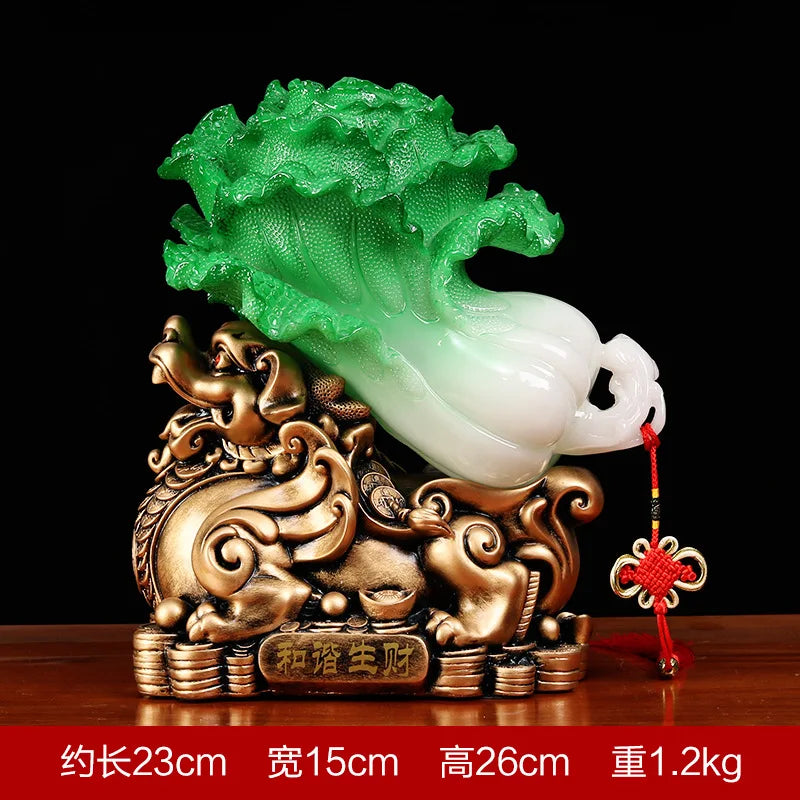 Feng Shui Jade Cabbage Ornaments Home Decoration Crafts  Entrance Shop Opening Furnishings Lucky Office Living Room Gifts