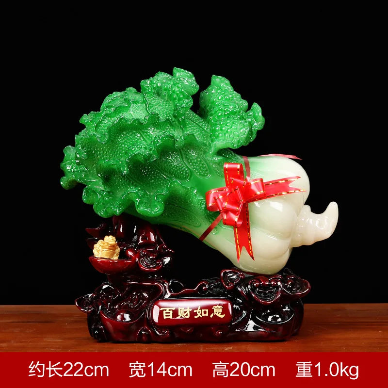 Feng Shui Jade Cabbage Ornaments Home Decoration Crafts  Entrance Shop Opening Furnishings Lucky Office Living Room Gifts