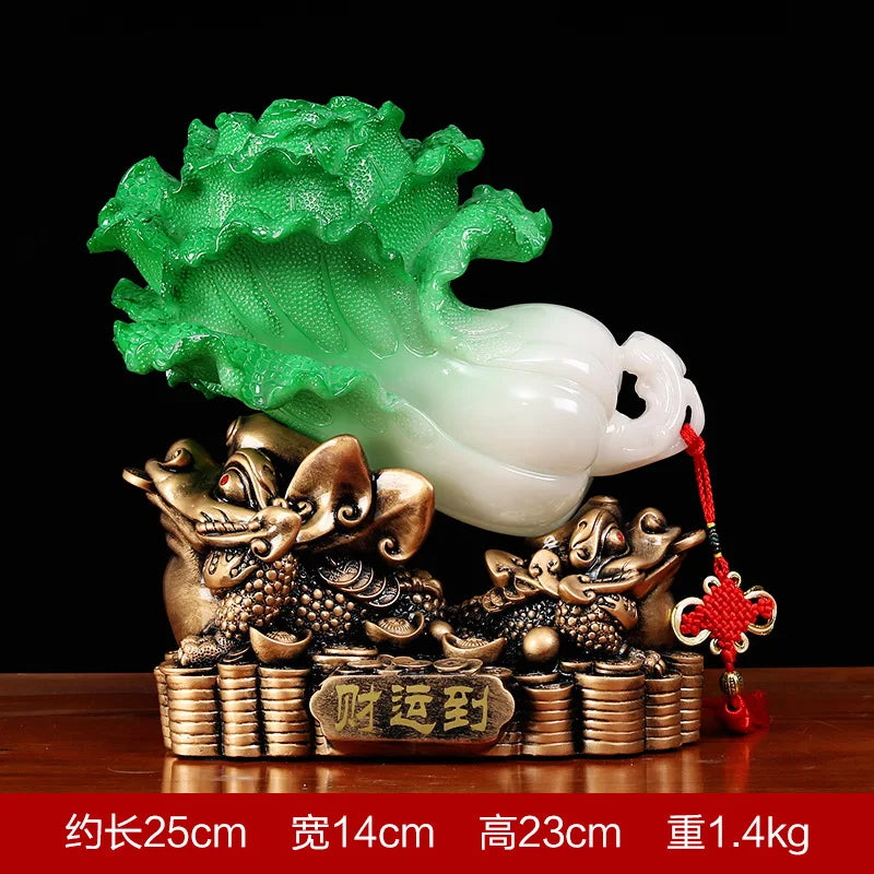 Feng Shui Jade Cabbage Ornaments Home Decoration Crafts  Entrance Shop Opening Furnishings Lucky Office Living Room Gifts
