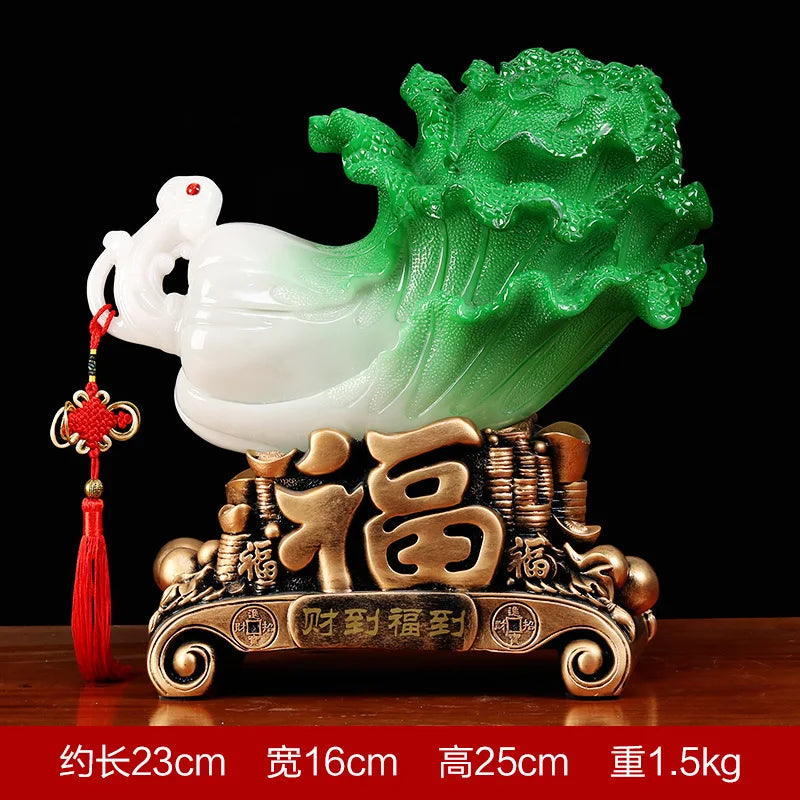 Feng Shui Jade Cabbage Ornaments Home Decoration Crafts  Entrance Shop Opening Furnishings Lucky Office Living Room Gifts