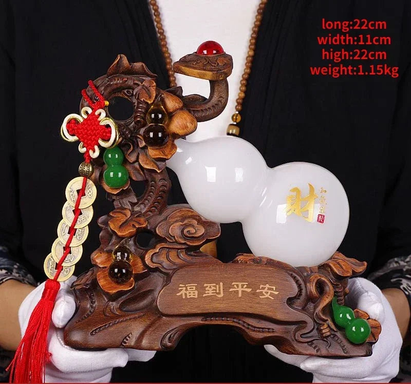 Feng Shui Resin Gourd Ornaments Lucky Attract Wealth and Fortune Home Living Room TV Cabinet Store Decor