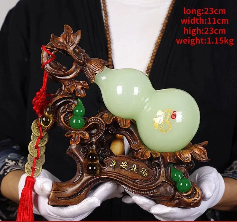 Feng Shui Resin Gourd Ornaments Lucky Attract Wealth and Fortune Home Living Room TV Cabinet Store Decor