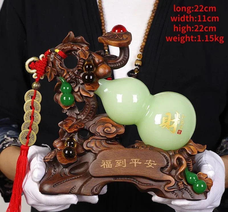 Feng Shui Resin Gourd Ornaments Lucky Attract Wealth and Fortune Home Living Room TV Cabinet Store Decor