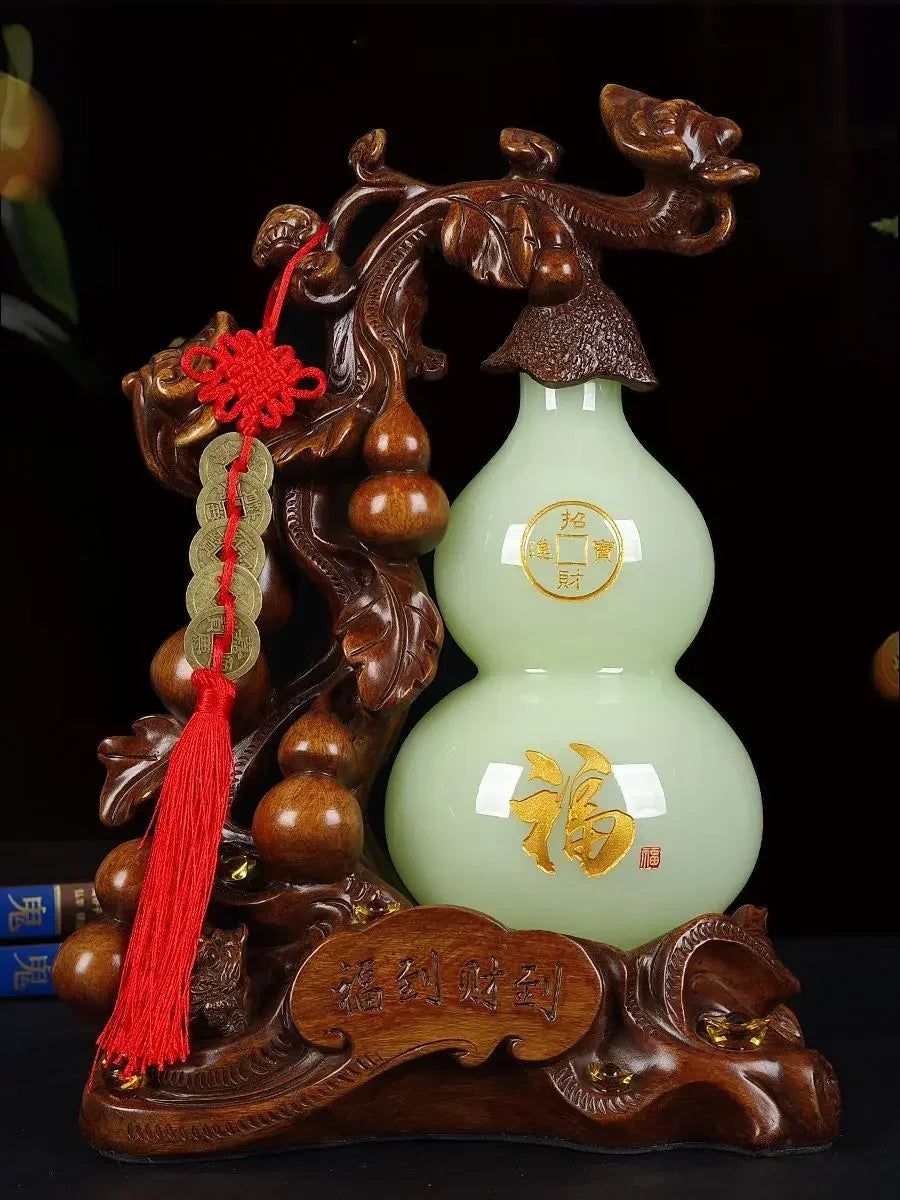 Feng Shui Resin Gourd Ornaments Lucky Attract Wealth and Fortune Home Living Room TV Cabinet Store Decor