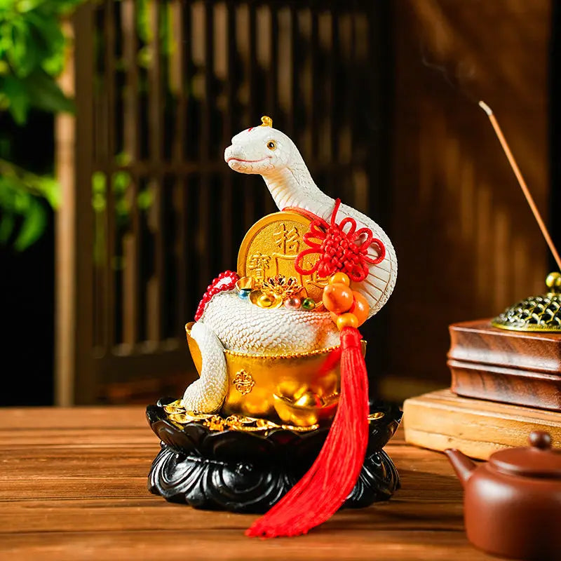 Feng Shui Spirit Snake White Snake Python Buddha Hall Idol Fortune Decoration