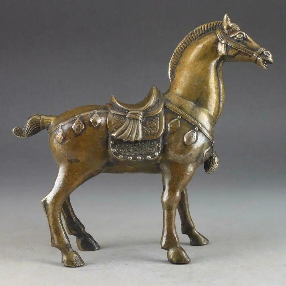 COLLECTION CHINESE BRASS OLD HANDWORK HAMMERED STEED SUPERB STATUE  HORSE Garden decoration