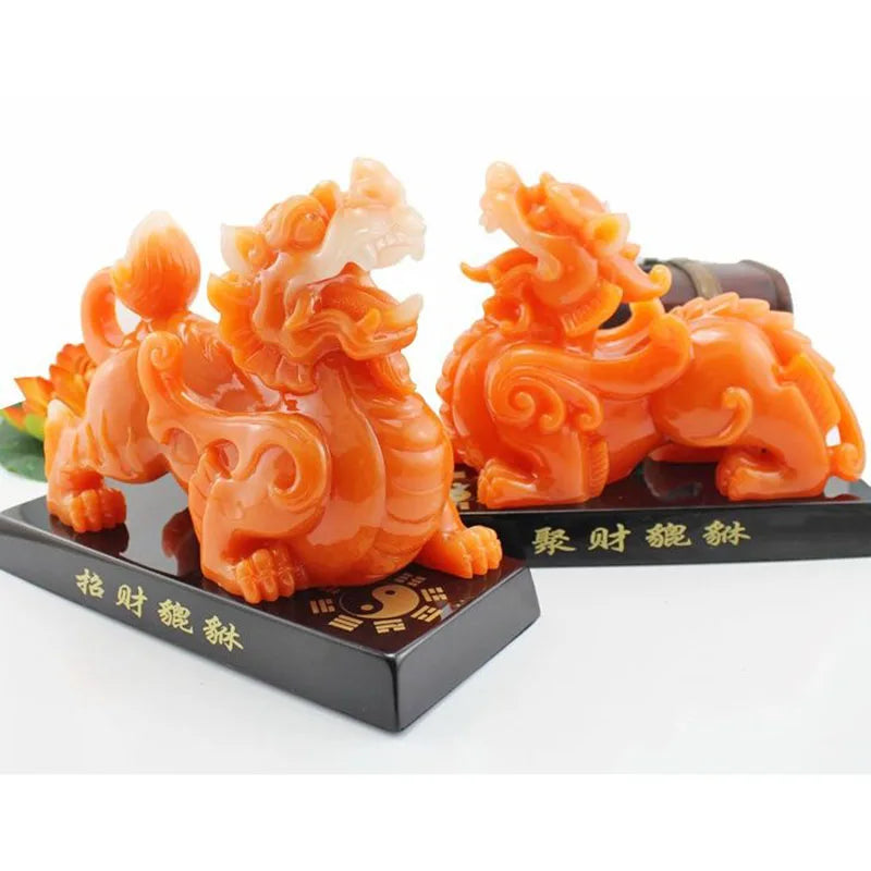 Imitation Jade Decorative Pixiu Ornament  Feng Shui Statue Statue Resin Modern Art Sculpture Home Living Room Office