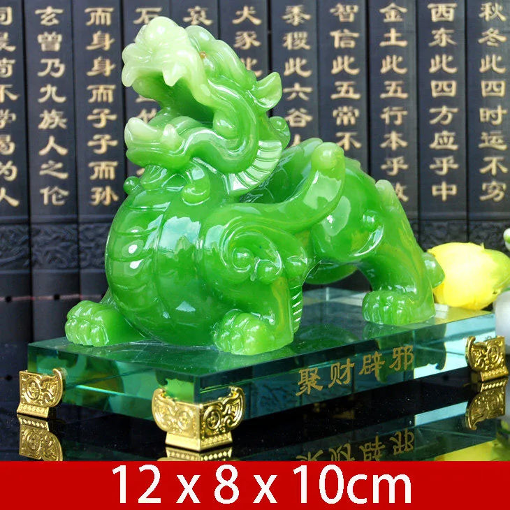 Imitation Jade Decorative Pixiu Ornament  Feng Shui Statue Statue Resin Modern Art Sculpture Home Living Room Office