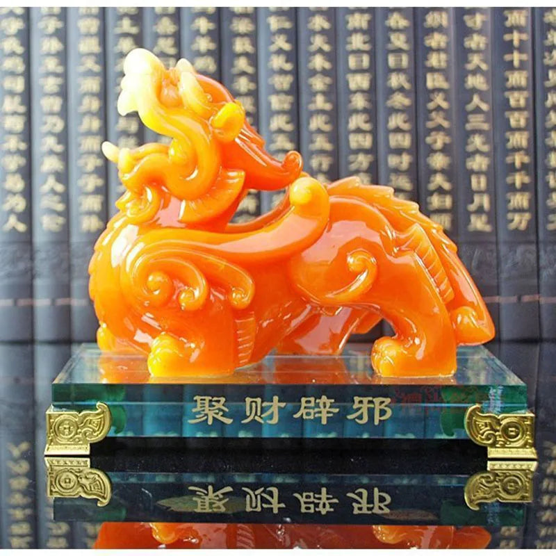 Imitation Jade Decorative Pixiu Ornament  Feng Shui Statue Statue Resin Modern Art Sculpture Home Living Room Office