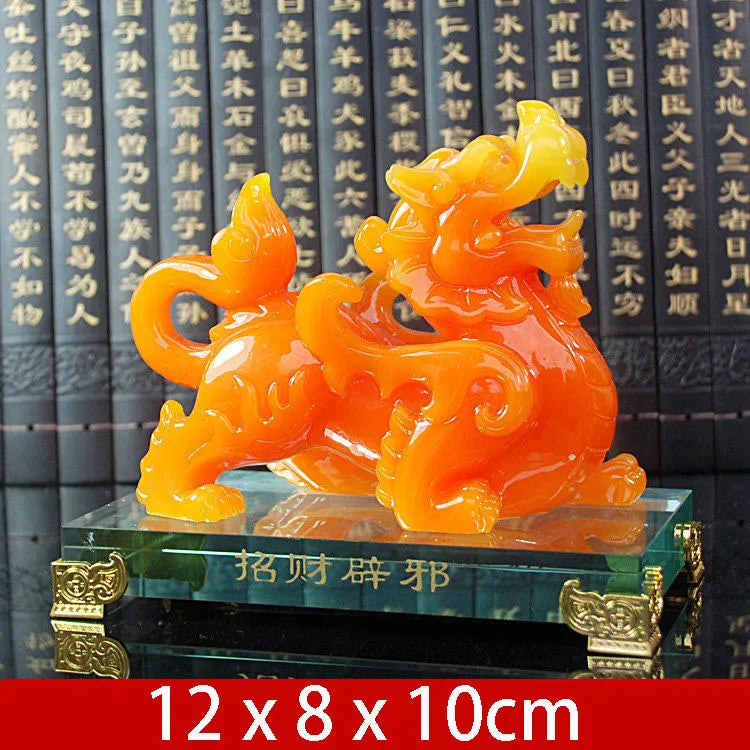 Imitation Jade Decorative Pixiu Ornament  Feng Shui Statue Statue Resin Modern Art Sculpture Home Living Room Office