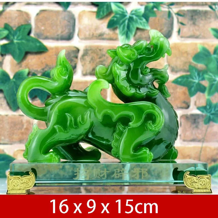 Imitation Jade Decorative Pixiu Ornament  Feng Shui Statue Statue Resin Modern Art Sculpture Home Living Room Office