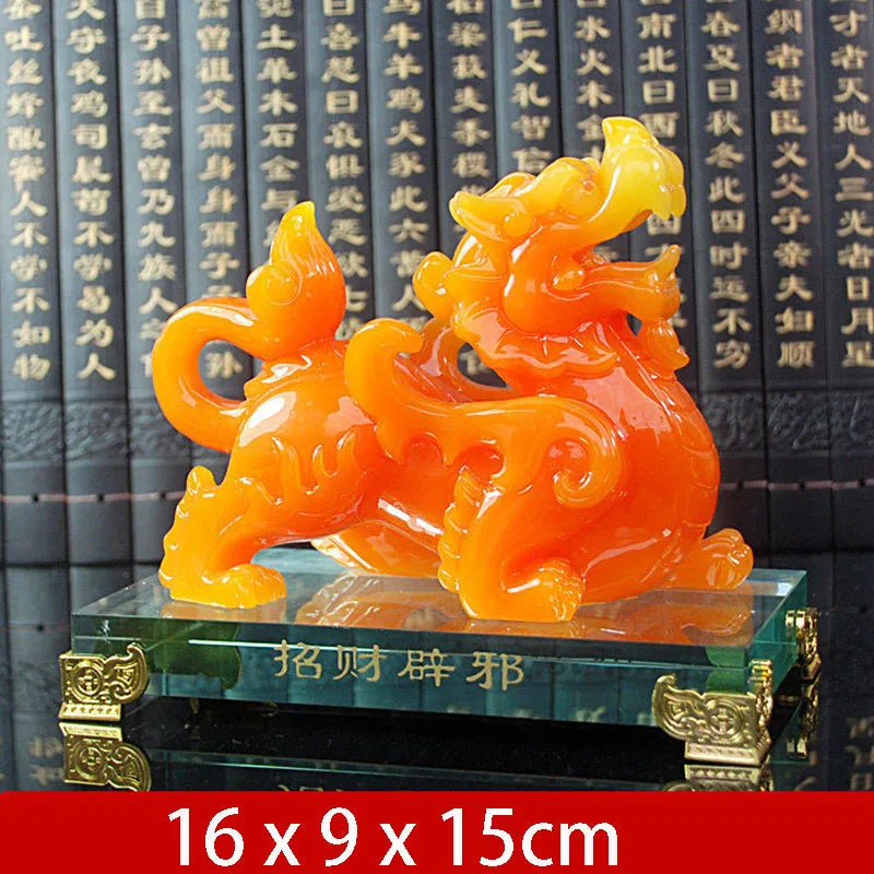 Imitation Jade Decorative Pixiu Ornament  Feng Shui Statue Statue Resin Modern Art Sculpture Home Living Room Office