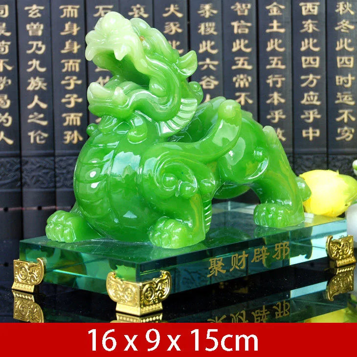 Imitation Jade Decorative Pixiu Ornament  Feng Shui Statue Statue Resin Modern Art Sculpture Home Living Room Office