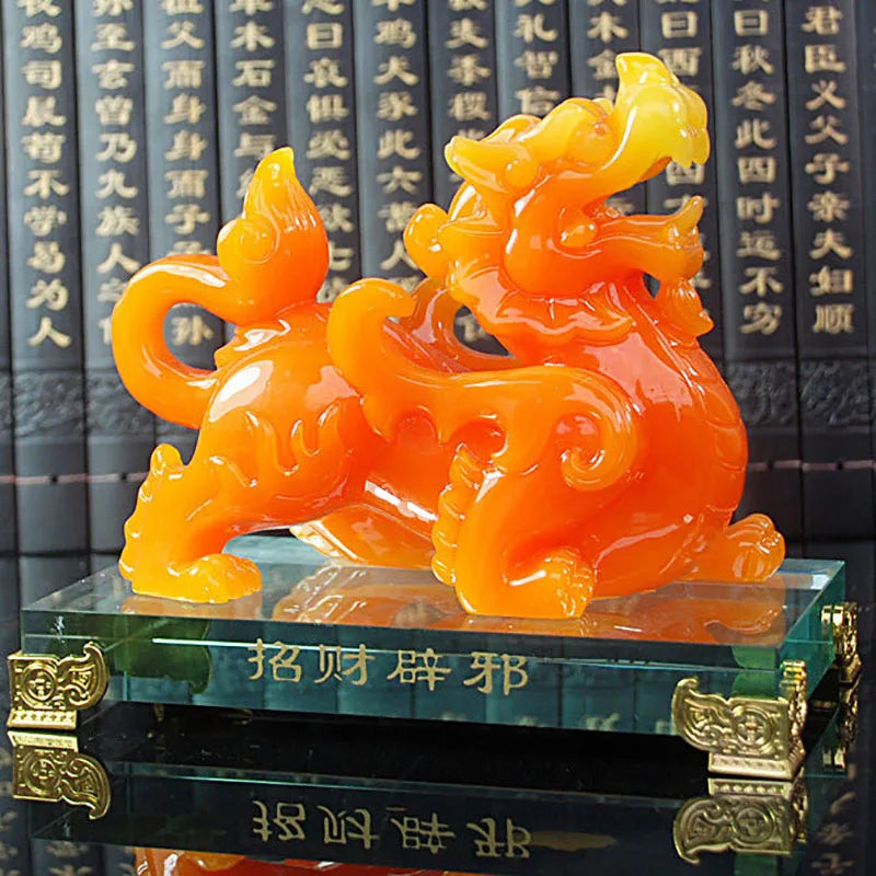 Imitation Jade Decorative Pixiu Ornament  Feng Shui Statue Statue Resin Modern Art Sculpture Home Living Room Office
