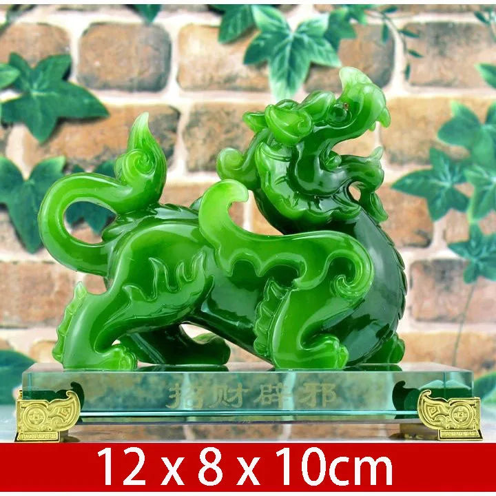 Imitation Jade Decorative Pixiu Ornament  Feng Shui Statue Statue Resin Modern Art Sculpture Home Living Room Office