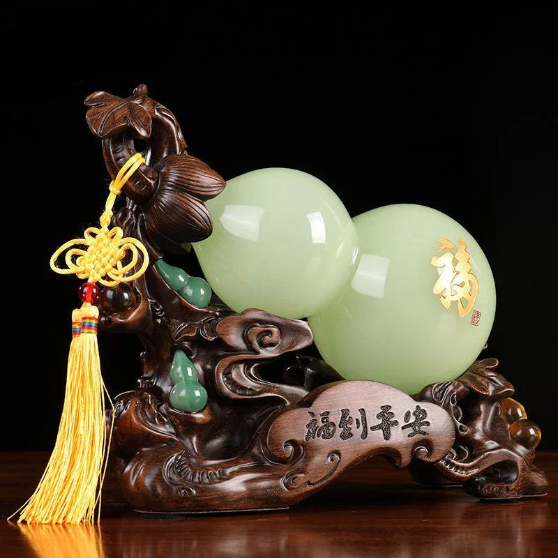Jade Fortune Gourd Craft High-grade Living Room Wine Cabinet Entrance Decorations