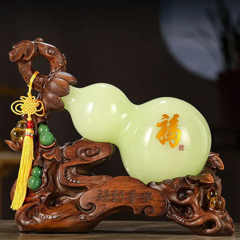 Jade Fortune Gourd Craft High-grade Living Room Wine Cabinet Entrance Decorations