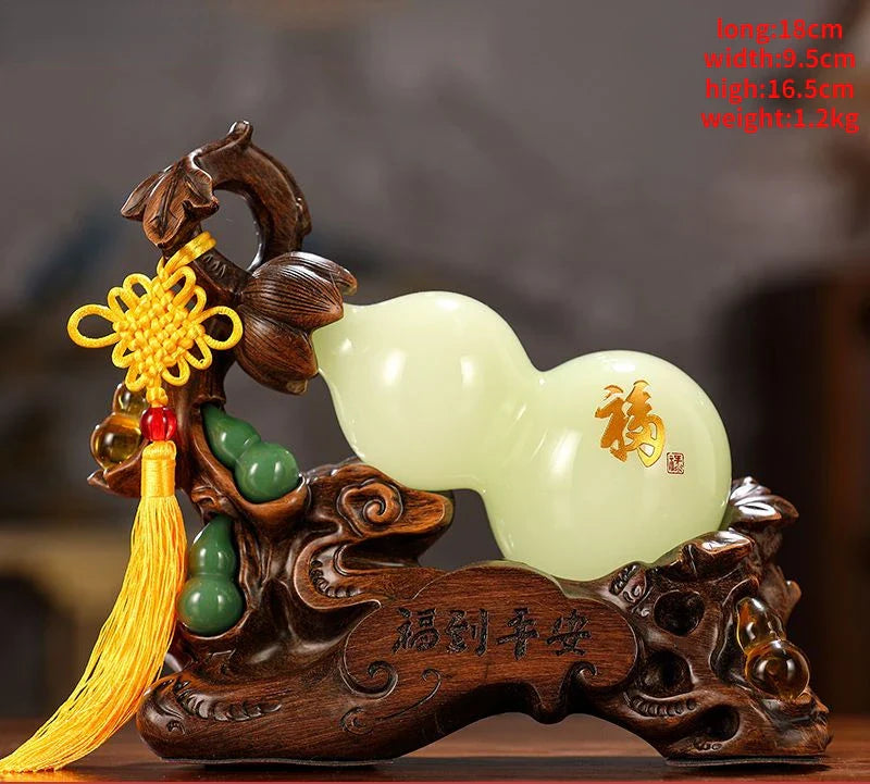 Jade Fortune Gourd Craft High-grade Living Room Wine Cabinet Entrance Decorations