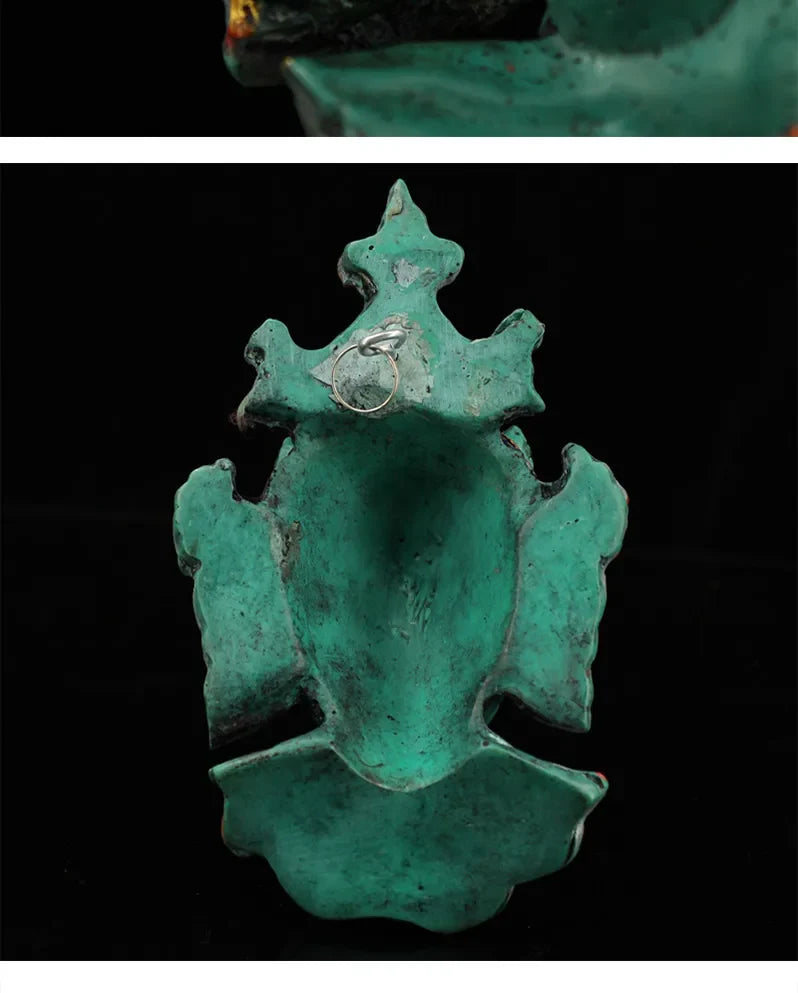 Nepal collected handmade colored drawing Sri Ganesh Lacquerware hung statue,for guard  house, exorcise evil spirits