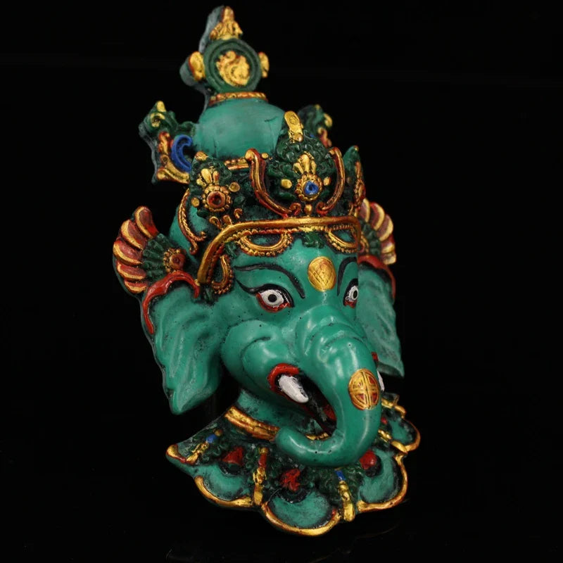 Nepal collected handmade colored drawing Sri Ganesh Lacquerware hung statue,for guard  house, exorcise evil spirits