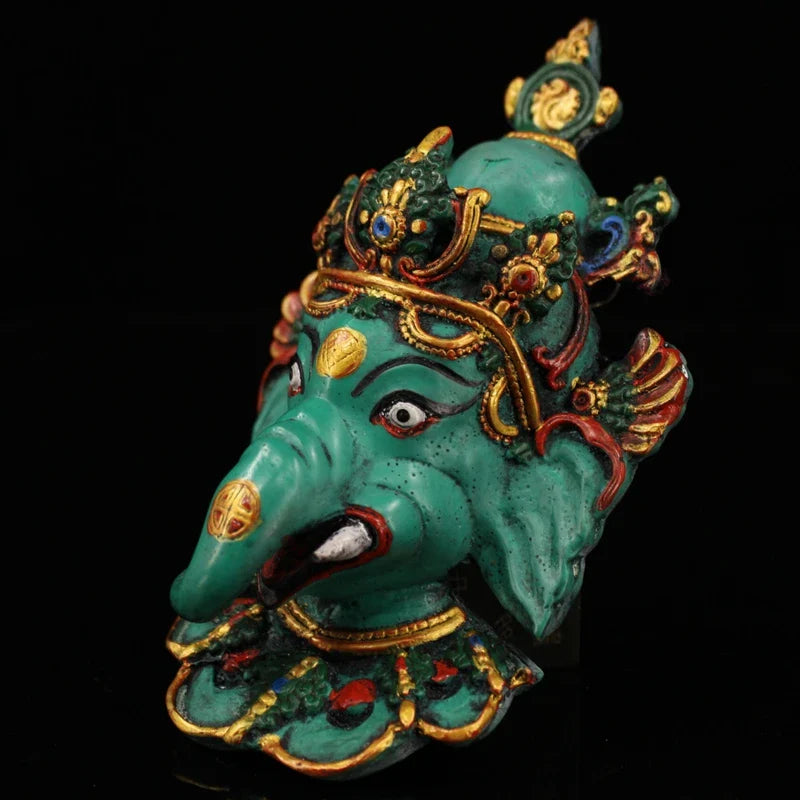Nepal collected handmade colored drawing Sri Ganesh Lacquerware hung statue,for guard  house, exorcise evil spirits