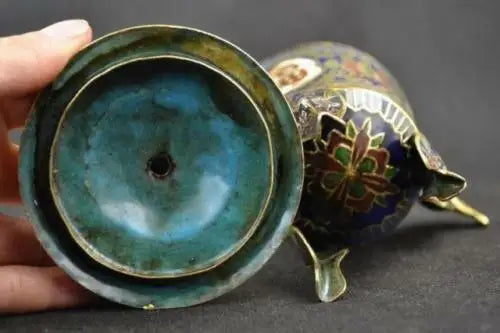 Old Decorated Handwork Cloisonne Painting Dragon Exorcism Incense Burner