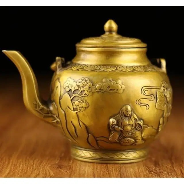 Pure Copper Brass Antique Copper Kettle Ornaments Dragon and Phoenix Kettle Teapot Wine Kettle Decoration
