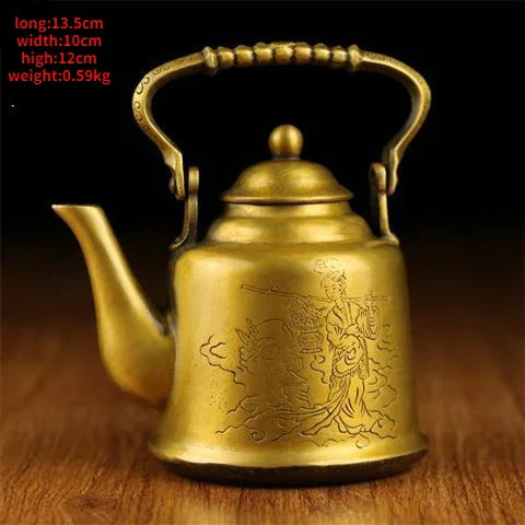 Pure Copper Brass Antique Copper Kettle Ornaments Dragon and Phoenix Kettle Teapot Wine Kettle Decoration