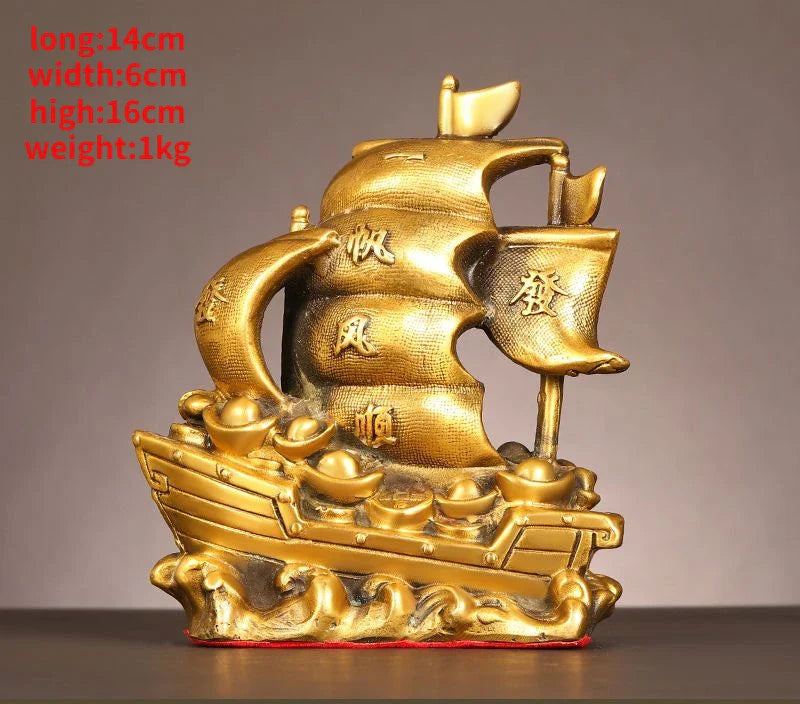 Pure Copper Dragon Boat Ornaments Smooth Sailing Full of Dragon Boat Living Room Office Desktop Decoration