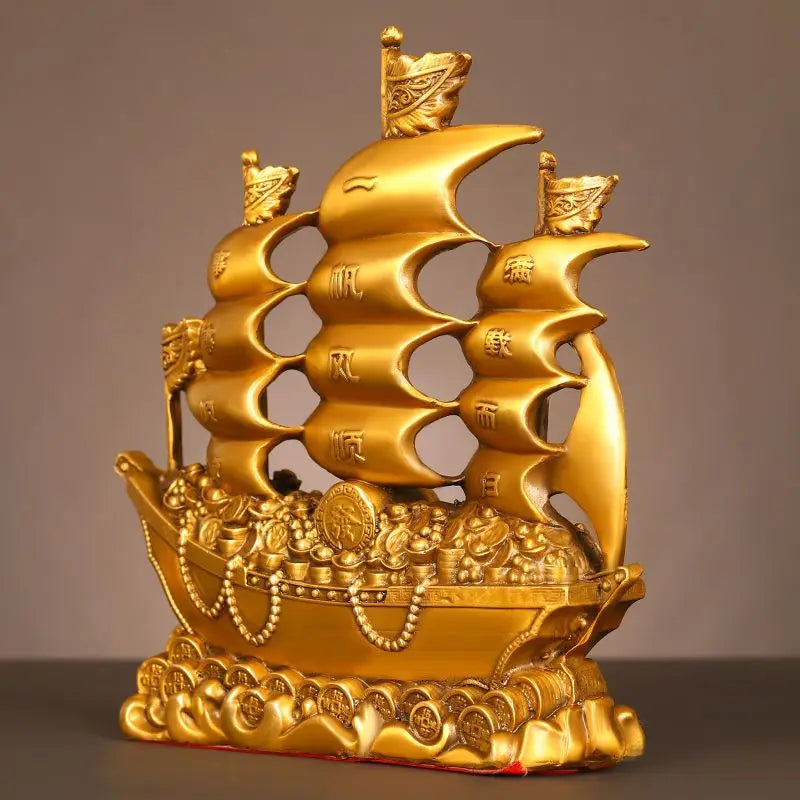 Pure Copper Dragon Boat Ornaments Smooth Sailing Full of Dragon Boat Living Room Office Desktop Decoration