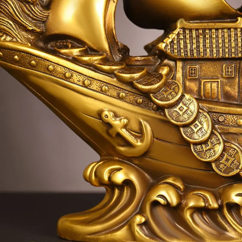 Pure Copper Dragon Boat Ornaments Smooth Sailing Full of Dragon Boat Living Room Office Desktop Decoration