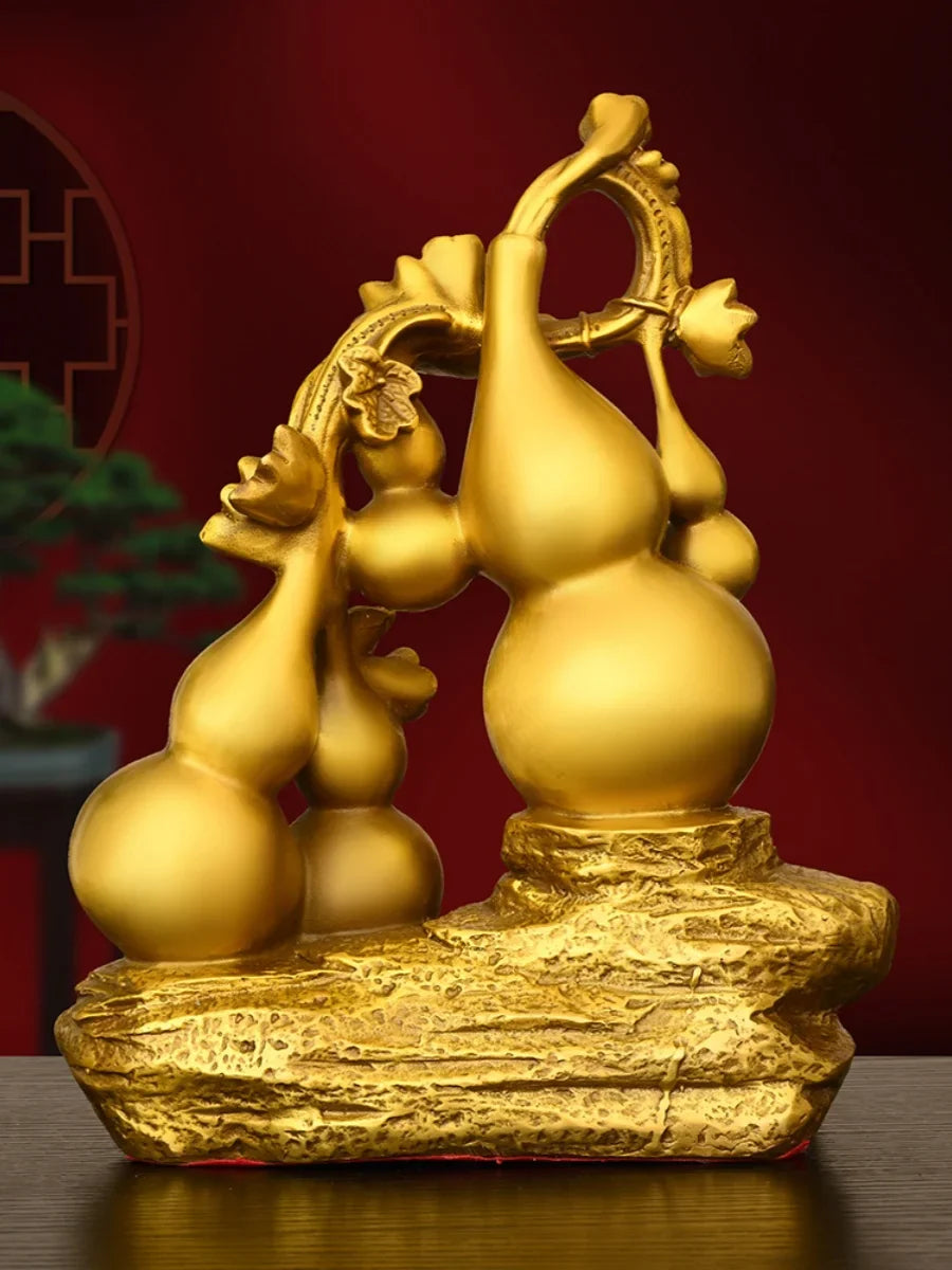 Pure Copper Five Blessings Gourd Ornaments Attract Wealth Living Room Entryway Wine Cabinet Home Decoration