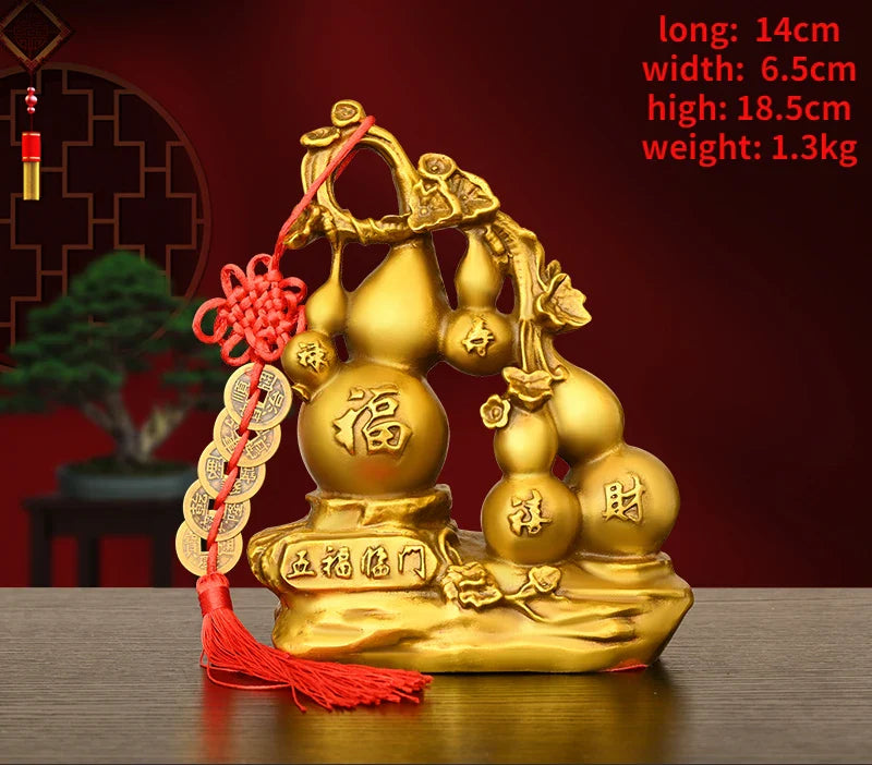 Pure Copper Five Blessings Gourd Ornaments Attract Wealth Living Room Entryway Wine Cabinet Home Decoration