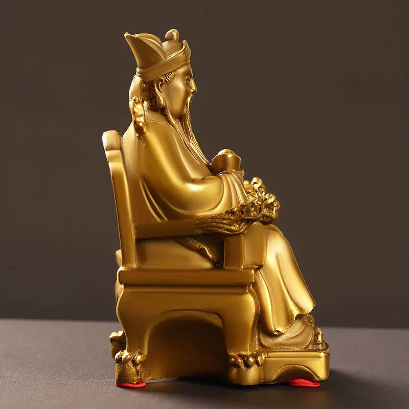 Pure Copper God of Wealth Ornaments Home Office Table Decoration Small Sitting Dragon Chair Office Desk Decor