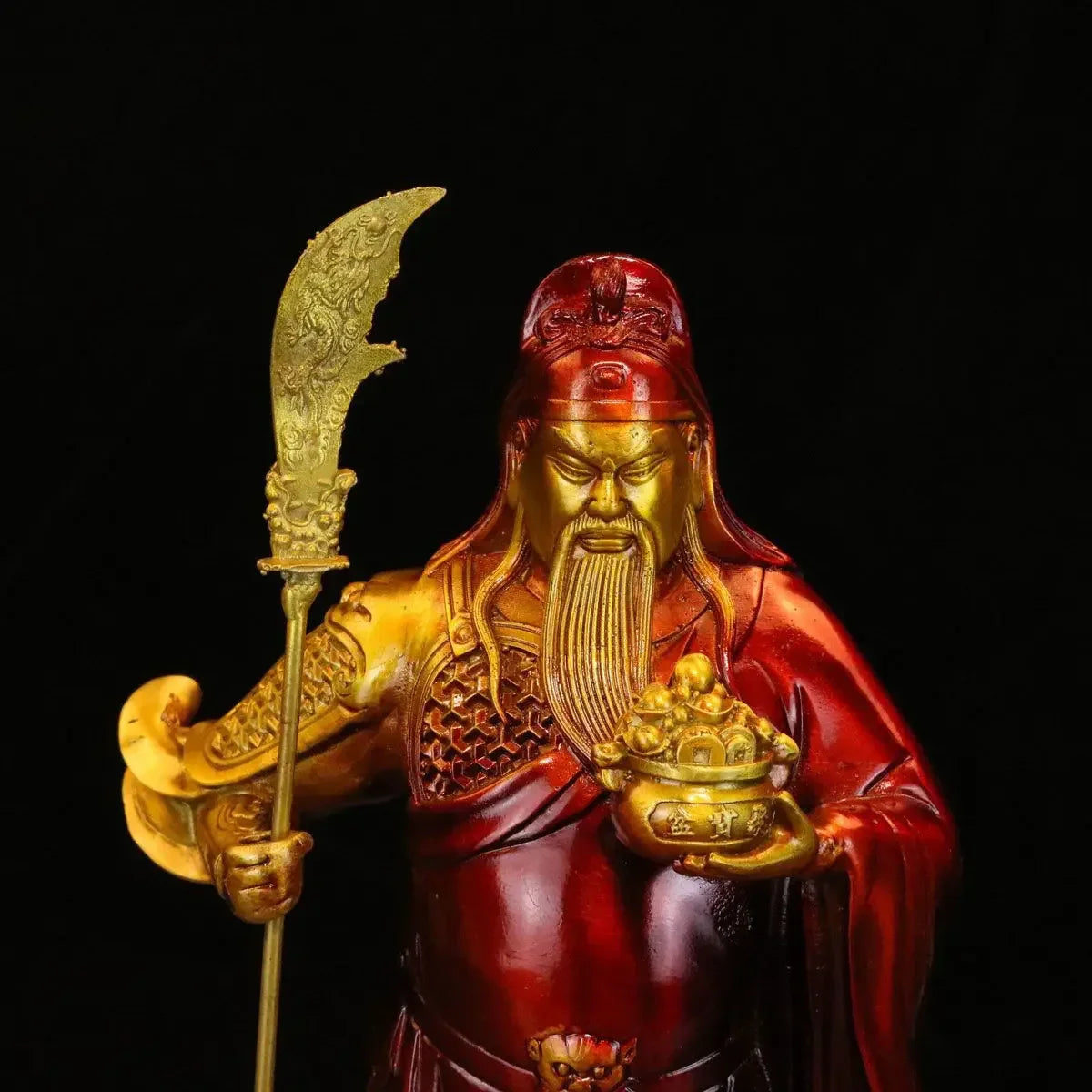Pure Copper Guan Yu Statue of God of Wealth Guan Gong Inviting Wealth Living Room Store Ornaments