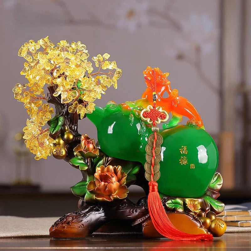 feng shui Fortune Gourd Brave Crystal Ornaments Crafts Home Office Living Room Wine Furnishings Miniatures