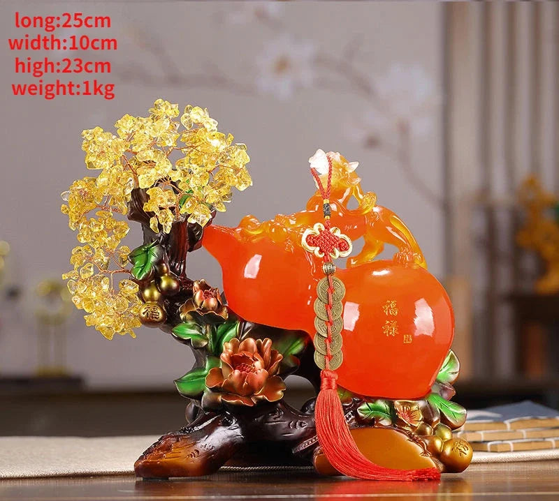 feng shui Fortune Gourd Brave Crystal Ornaments Crafts Home Office Living Room Wine Furnishings Miniatures